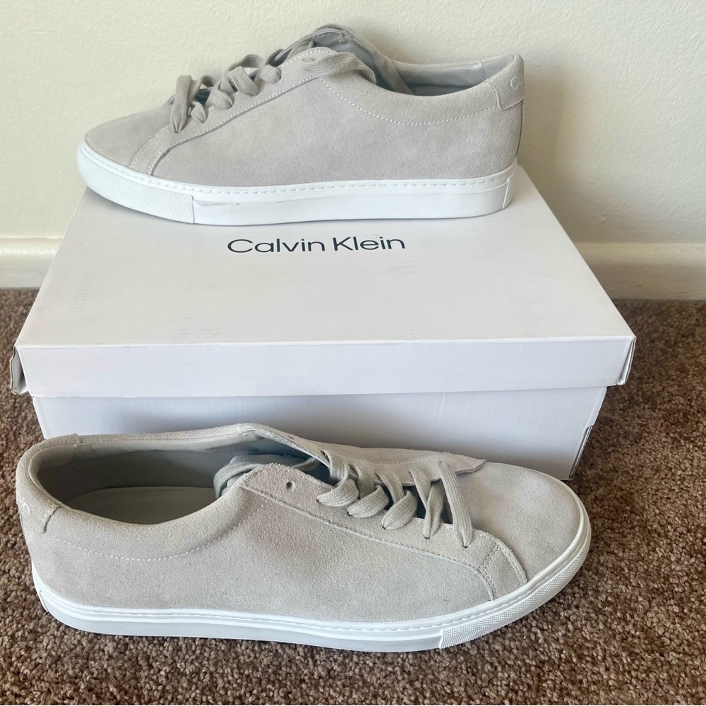 Calvin Klein Light Grey Suede Sneaker - Size 13